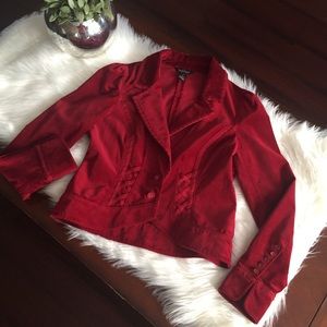 White House Black Market Red Velvet Blazer Sz 6